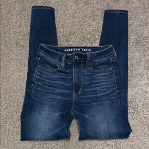 American Eagle Outfitters Women's Dark Blue High Rise Jeans